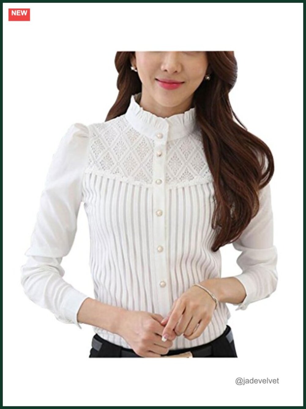 Vintage Victorian Pleated Button Down Shirt Long Sleeve Stretch Blouse